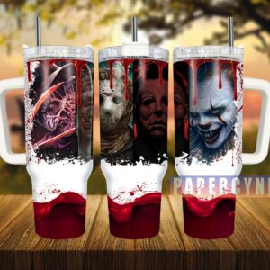 Horror Characters Custom Stanley Quencher 40oz Stainless Steel Tumbler With Handle
