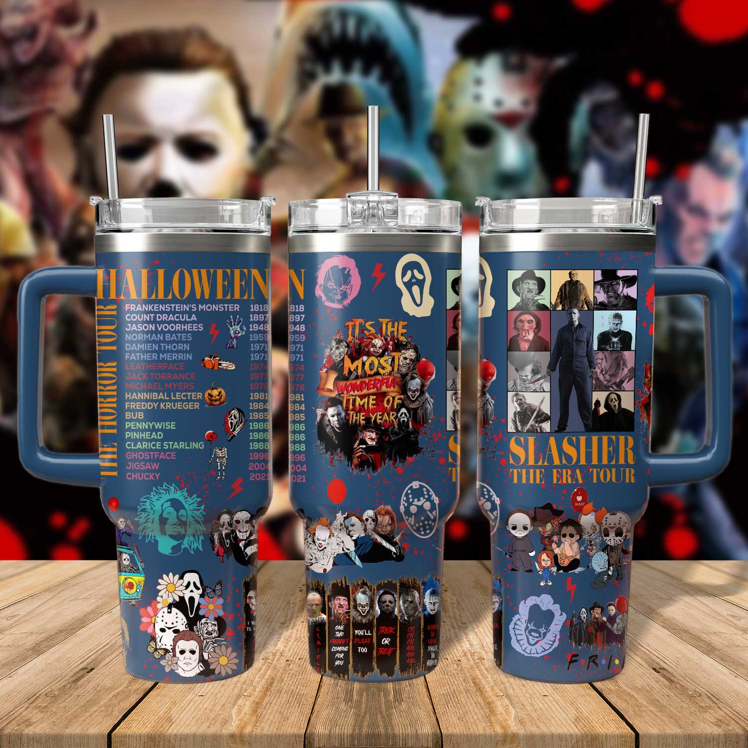 Horror Characters Eras Tour Movies Custom Stanley Quencher 40oz Stainless Steel Tumbler With Handle