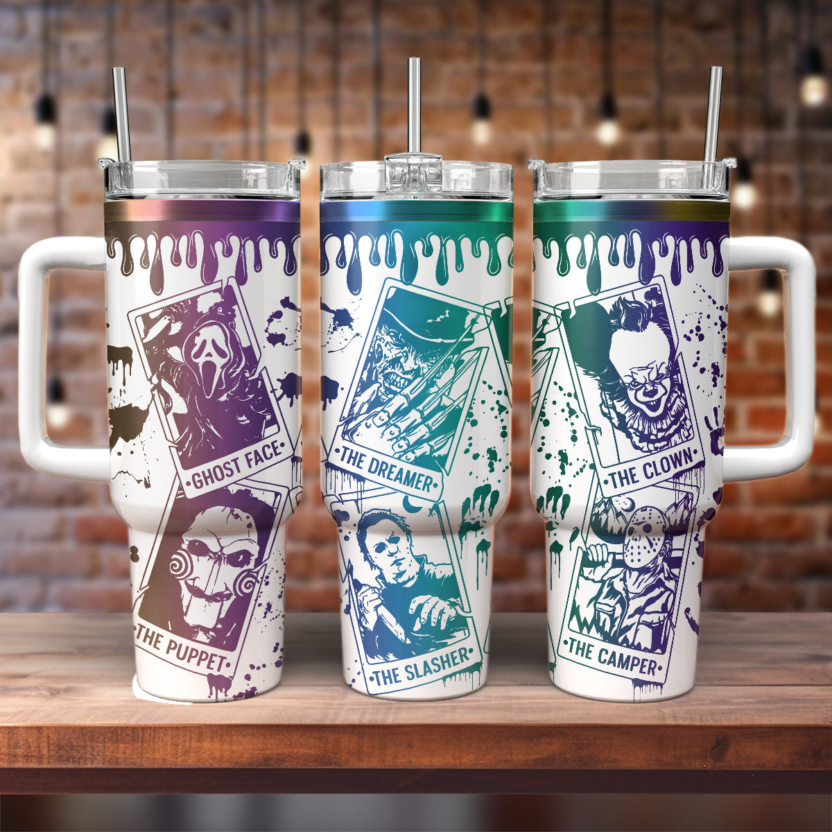 Horror Characters Movies Custom Stanley Quencher 40oz Stainless Steel Tumbler With Handle