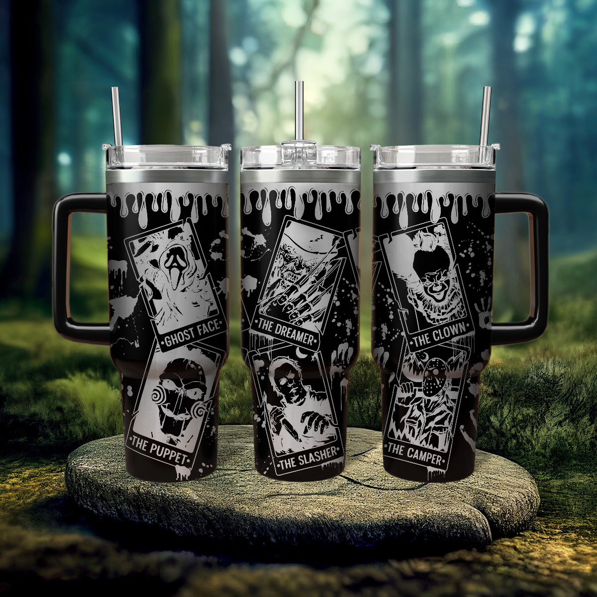 Horror Characters Movies Custom Stanley Quencher 40oz Stainless Steel Tumbler With Handle