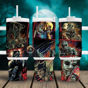 Horror Characters Movies Custom Stanley Quencher 40oz Stainless Steel Tumbler With Handle