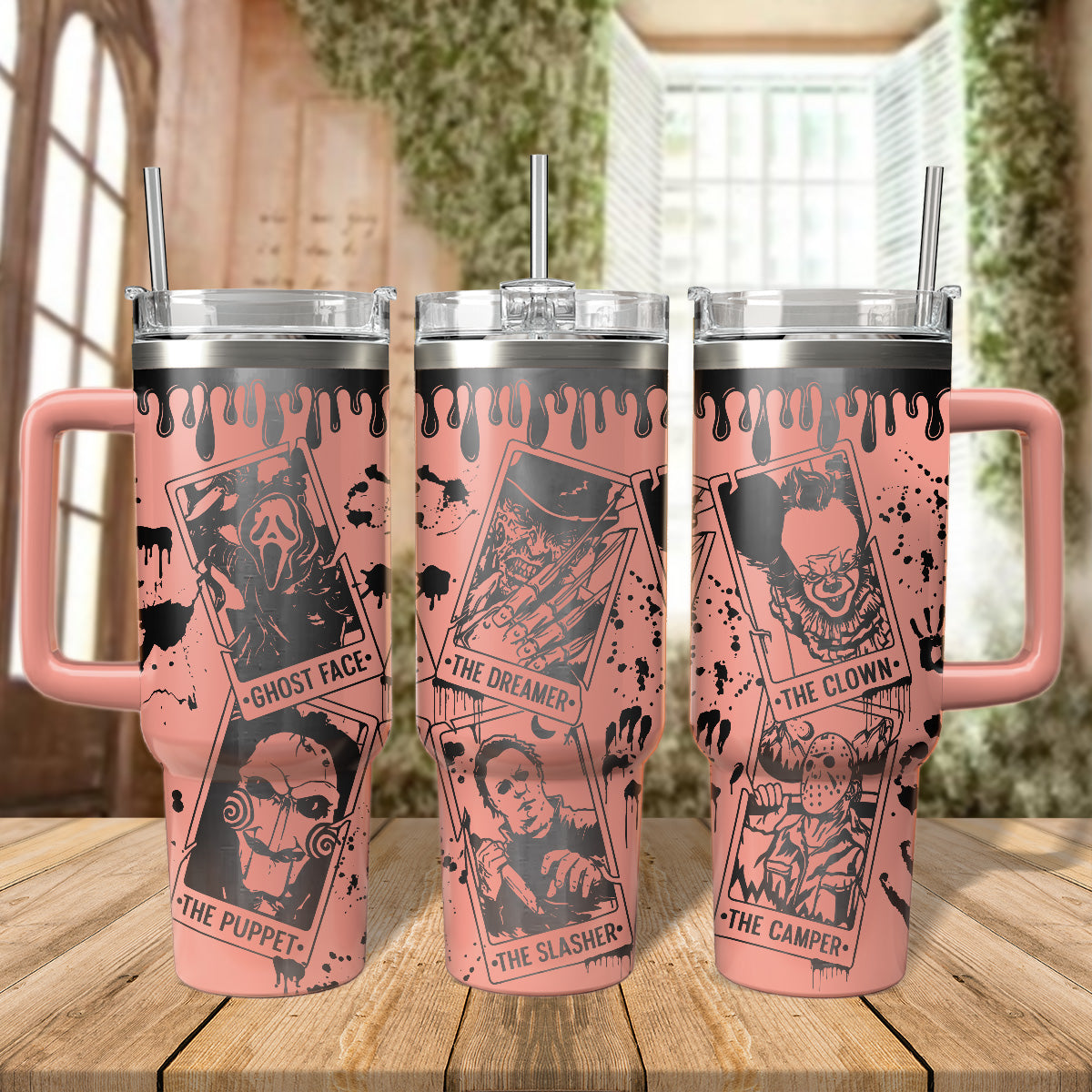 Horror Characters Movies Custom Stanley Quencher 40oz Stainless Steel Tumbler With Handle