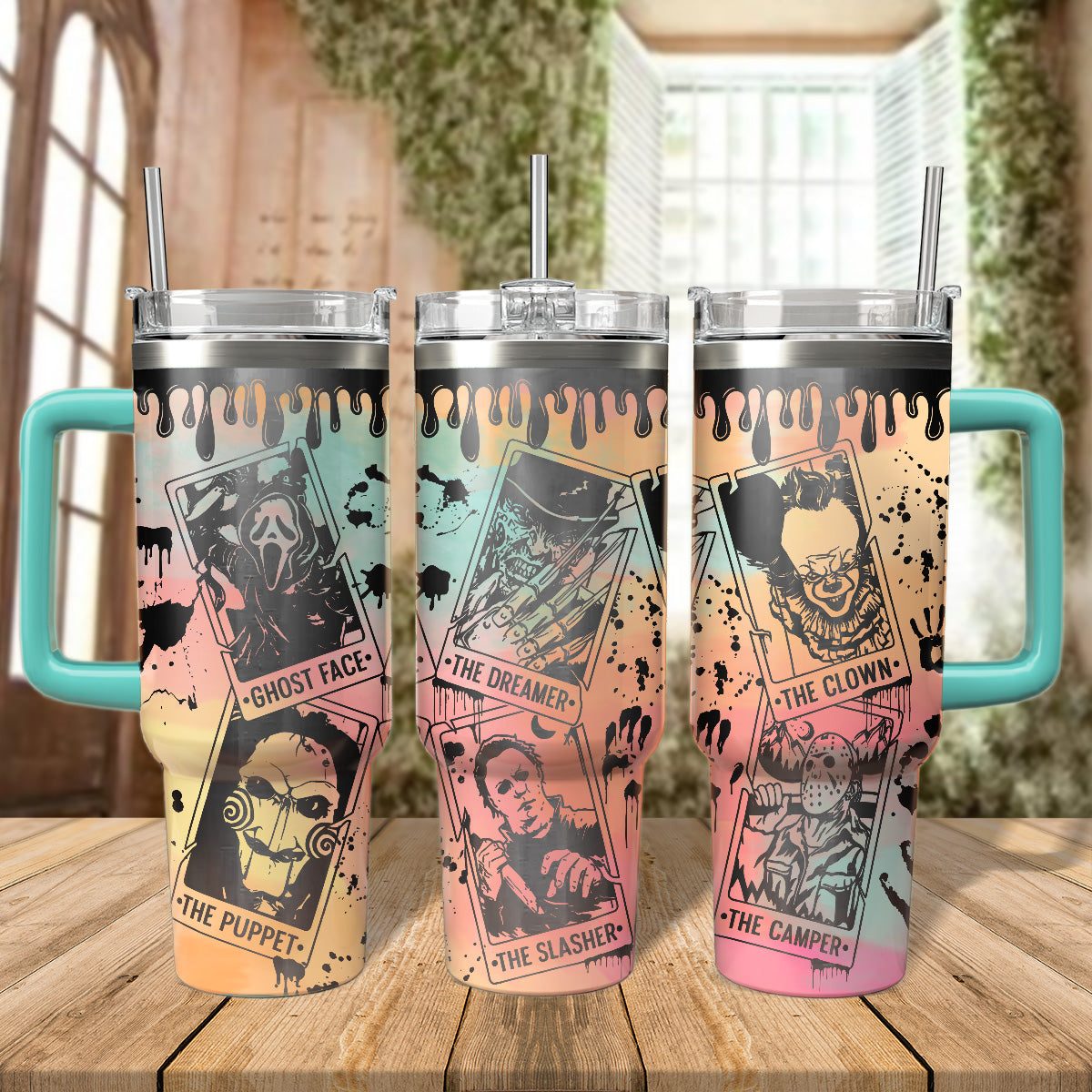 Horror Characters Movies Custom Stanley Quencher 40oz Stainless Steel Tumbler With Handle