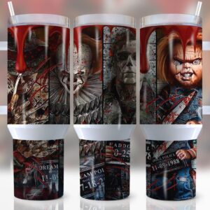 Horror Characters Movies Custom Stanley Quencher 40oz Stainless Steel Tumbler With Handle
