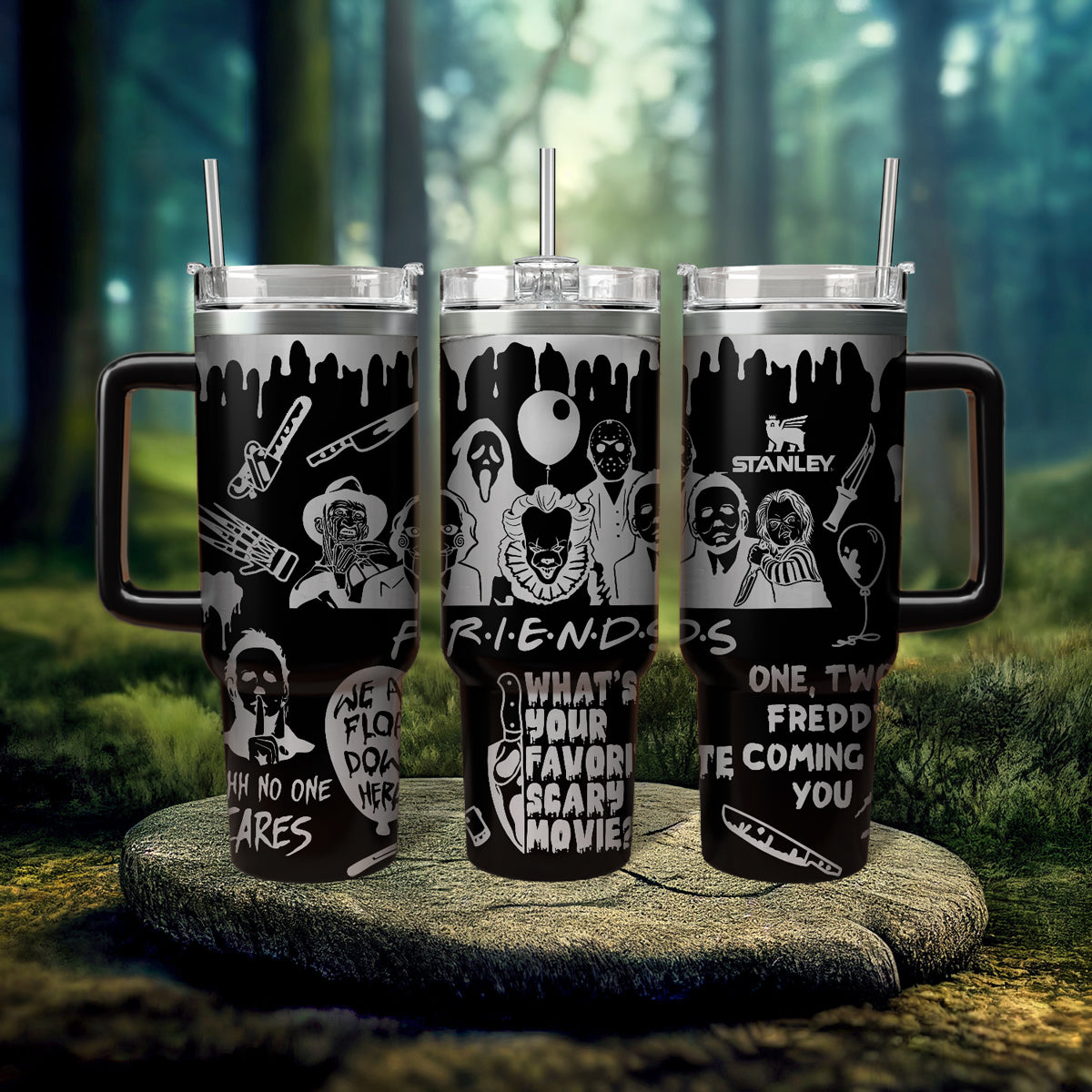 Horror Characters Movies Custom Stanley Quencher 40oz Stainless Steel Tumbler With Handle