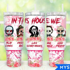 Horror Halloween Characters Movies Custom Stanley Quencher 40oz Stainless Steel Tumbler With Handle