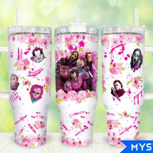 Horror Halloween Characters Movies Custom Stanley Quencher 40oz Stainless Steel Tumbler With Handle