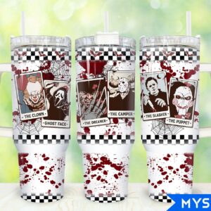 Horror Halloween Characters Movies Custom Stanley Quencher 40oz Stainless Steel Tumbler With Handle