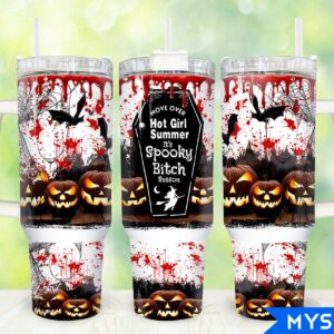 Horror Halloween Custom Stanley Quencher 40oz Stainless Steel Tumbler With Handle