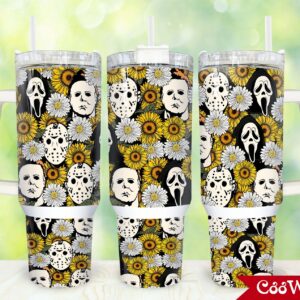 Horror Movies Characters Movies Custom Stanley Quencher 40oz Stainless Steel Tumbler With Handle