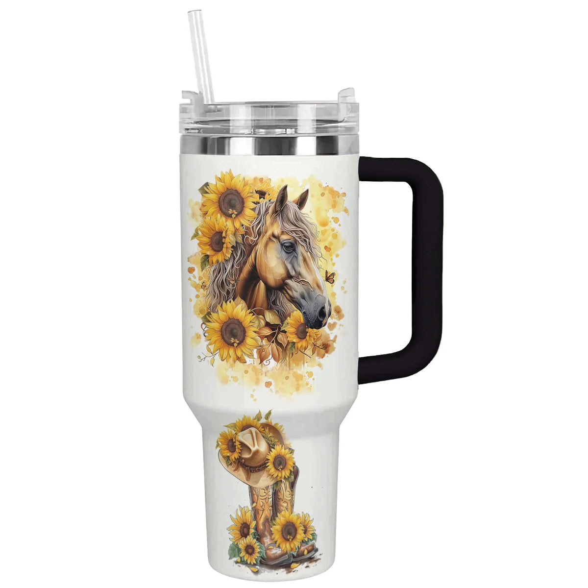 Horse Cowboy Custom Stanley Quencher 40oz Stainless Steel Tumbler With Handle