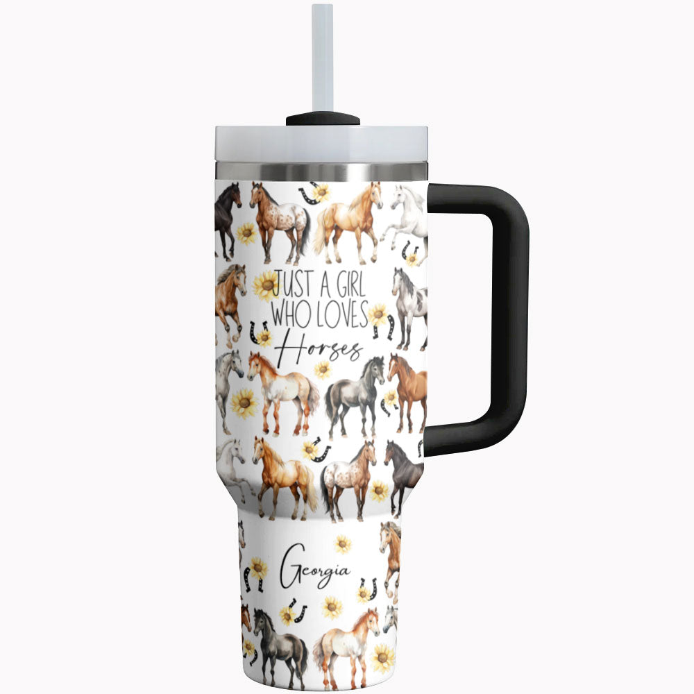 Horse Custom Stanley Quencher 40oz Stainless Steel Tumbler With Handle