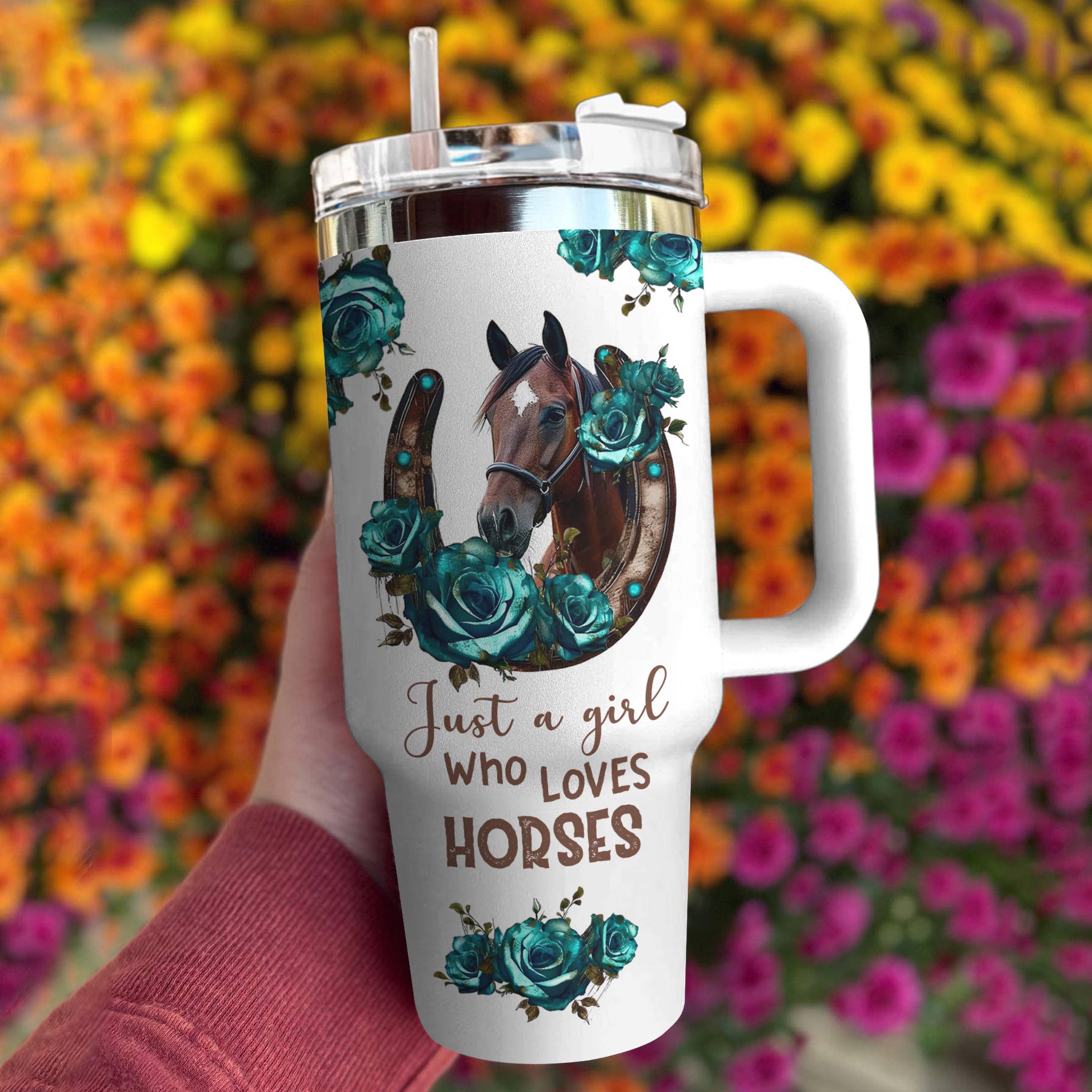 Horse Custom Stanley Quencher 40oz Stainless Steel Tumbler With Handle