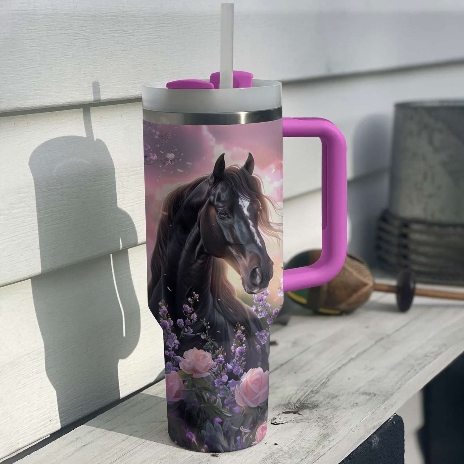 Horse Custom Stanley Quencher 40oz Stainless Steel Tumbler With Handle