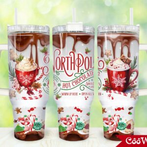 Hot Chocolate Custom Stanley Quencher 40oz Stainless Steel Tumbler With Handle