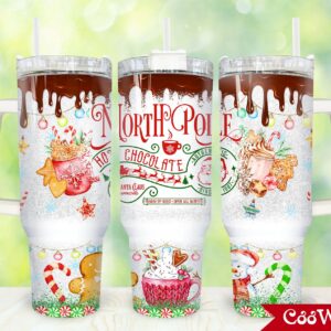 Hot Chocolate Custom Stanley Quencher 40oz Stainless Steel Tumbler With Handle