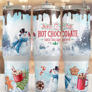 Hot Chocolate Custom Stanley Quencher 40oz Stainless Steel Tumbler With Handle
