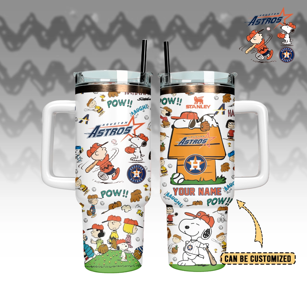 Houston Astros x Peanuts Custom Stanley Quencher 40oz Stainless Steel Tumbler With Handle