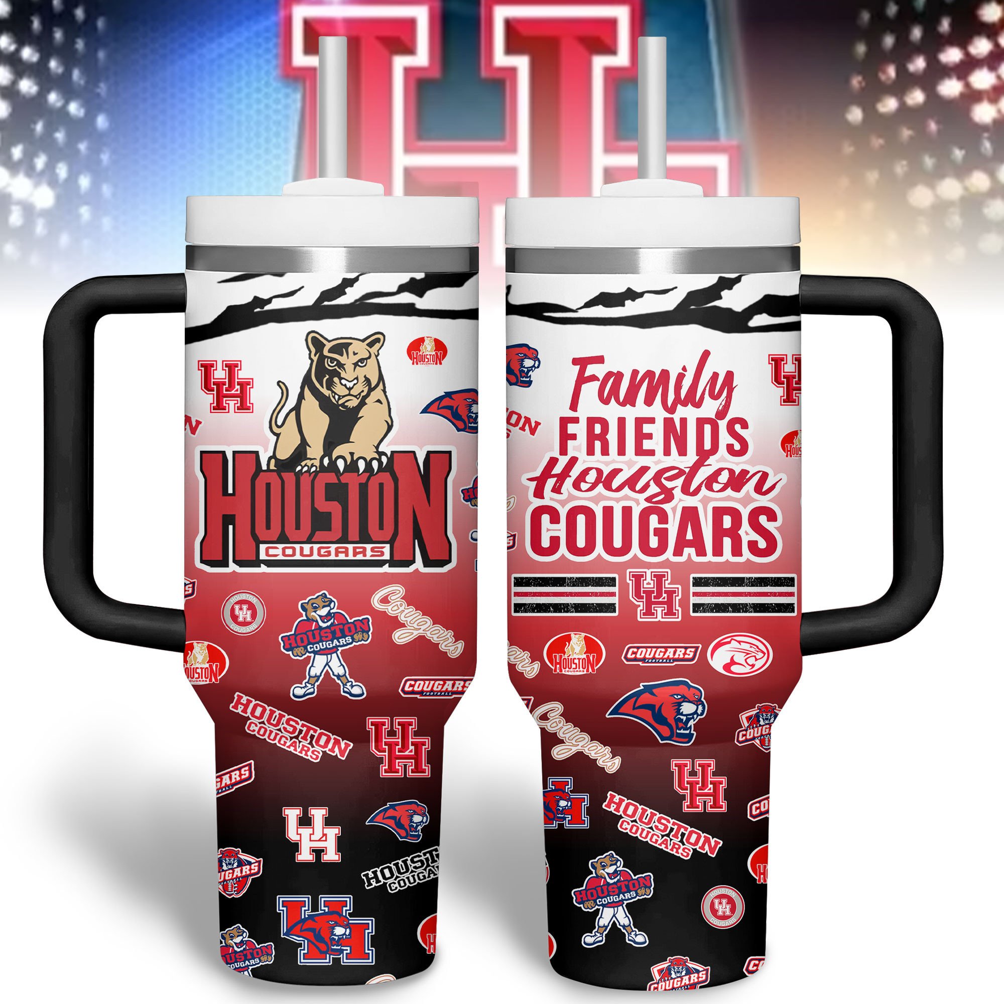Houston Cougars basketball NCAA Custom Stanley Quencher 40oz Stainless Steel Tumbler With Handle