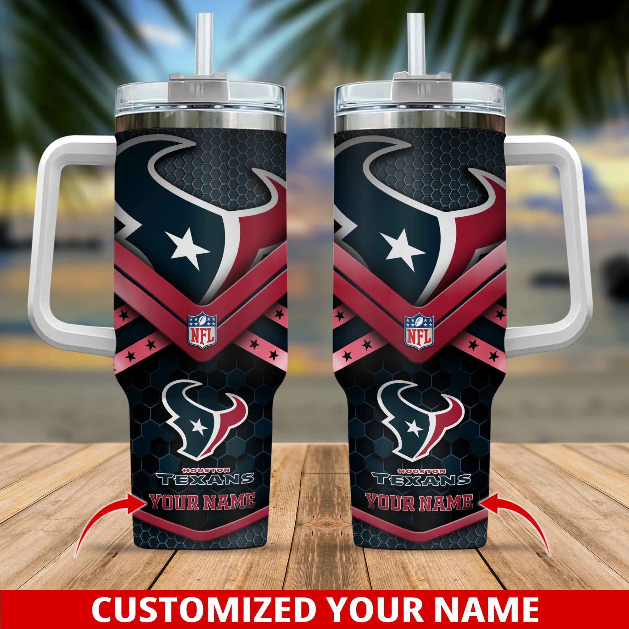 Houston Texans NFL Custom Stanley Quencher 40oz Stainless Steel Tumbler With Handle