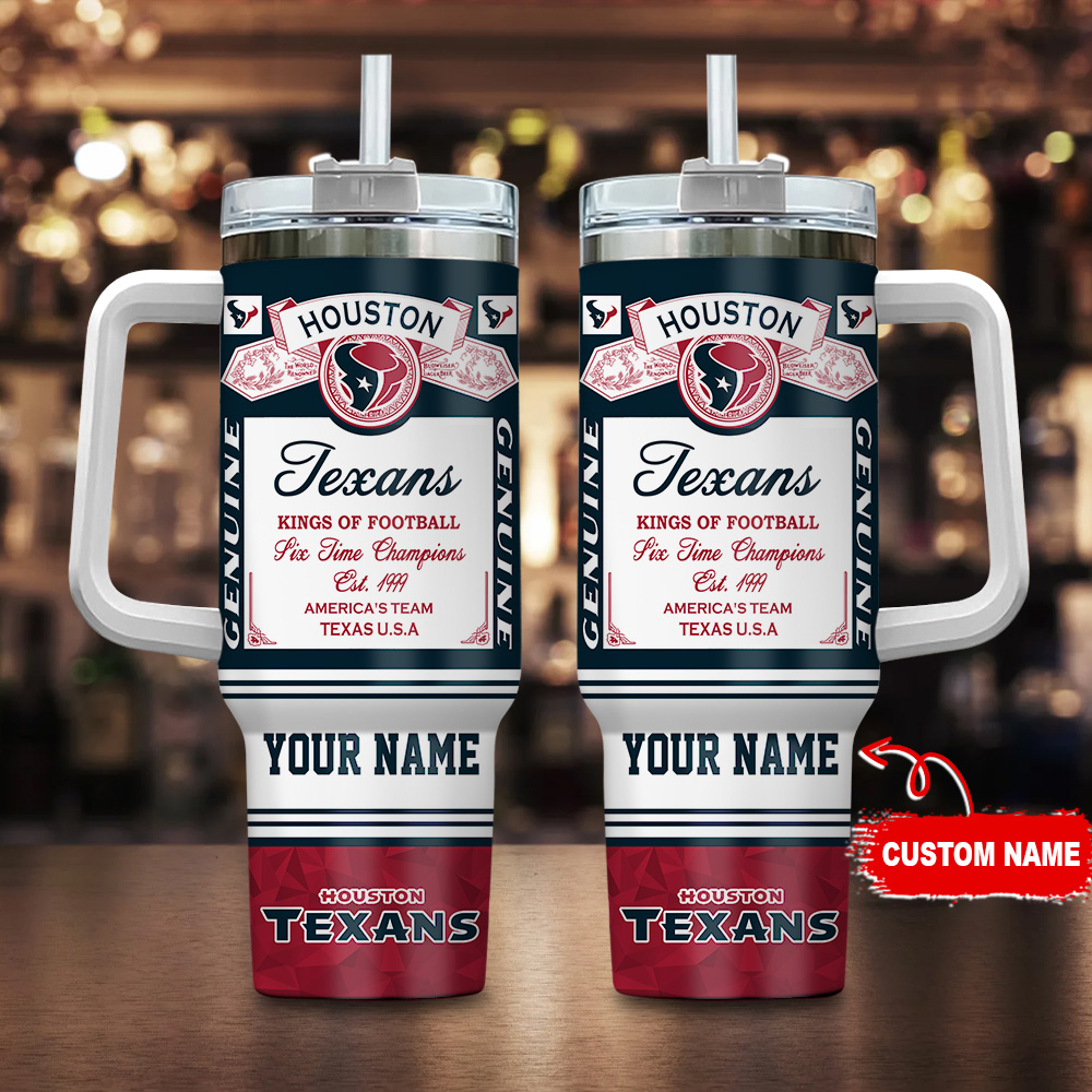 Houston Texans NFL Custom Stanley Quencher 40oz Stainless Steel Tumbler With Handle