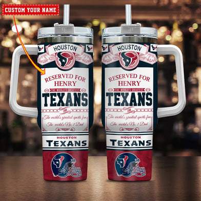 Houston Texans NFL Custom Stanley Quencher 40oz Stainless Steel Tumbler With Handle