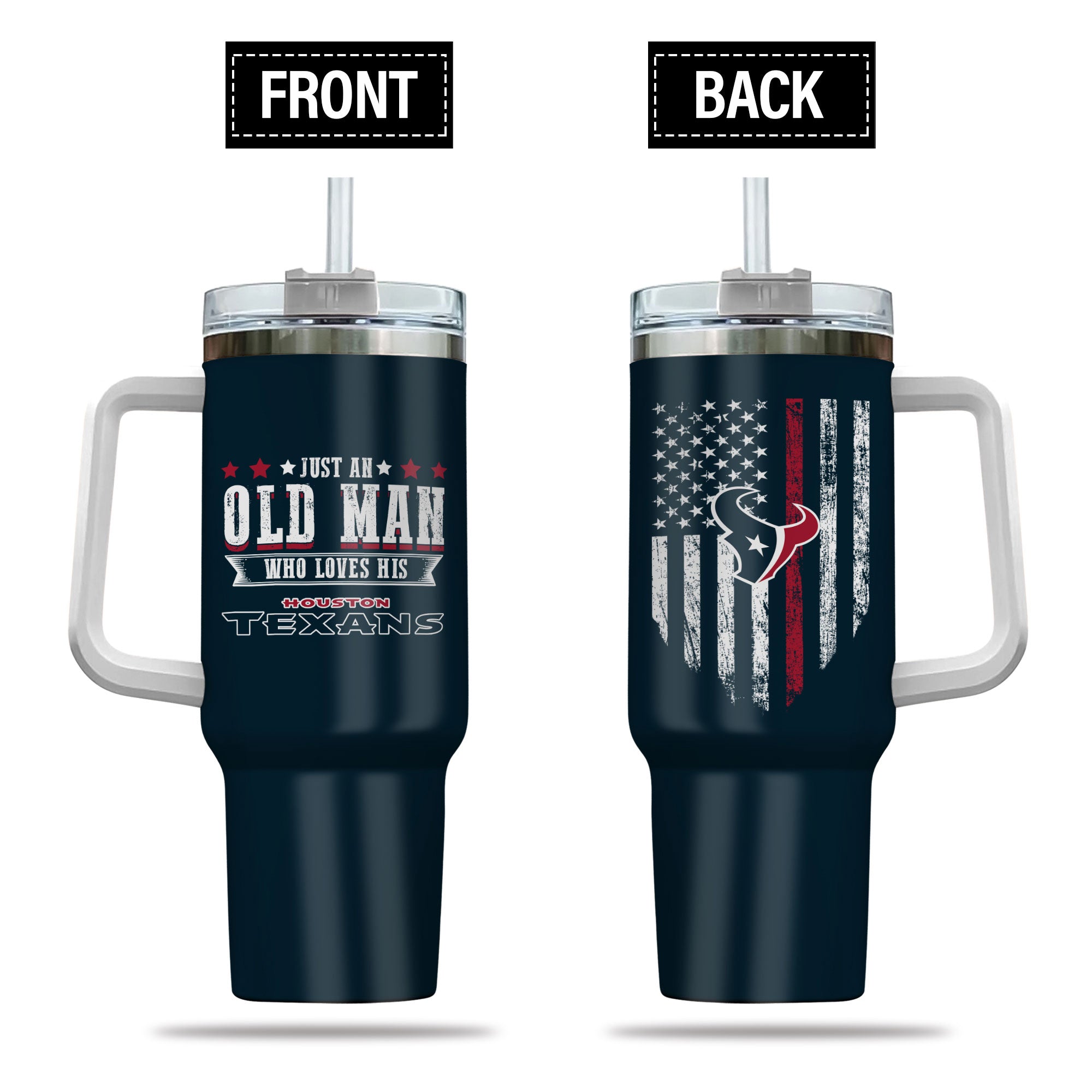 Houston Texans NFL Custom Stanley Quencher 40oz Stainless Steel Tumbler With Handle