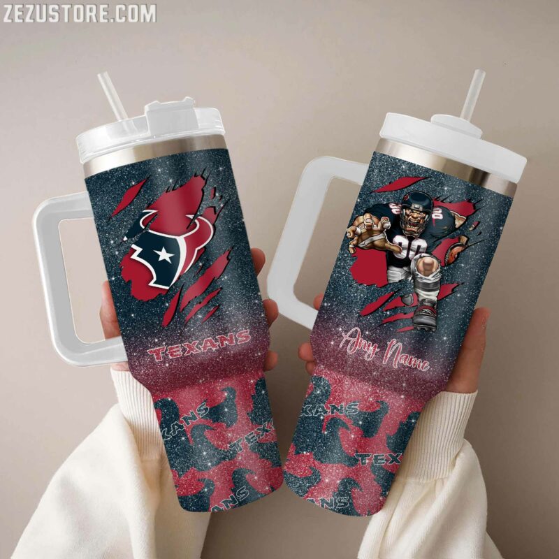 Houston Texans NFL Custom Stanley Quencher 40oz Stainless Steel Tumbler With Handle