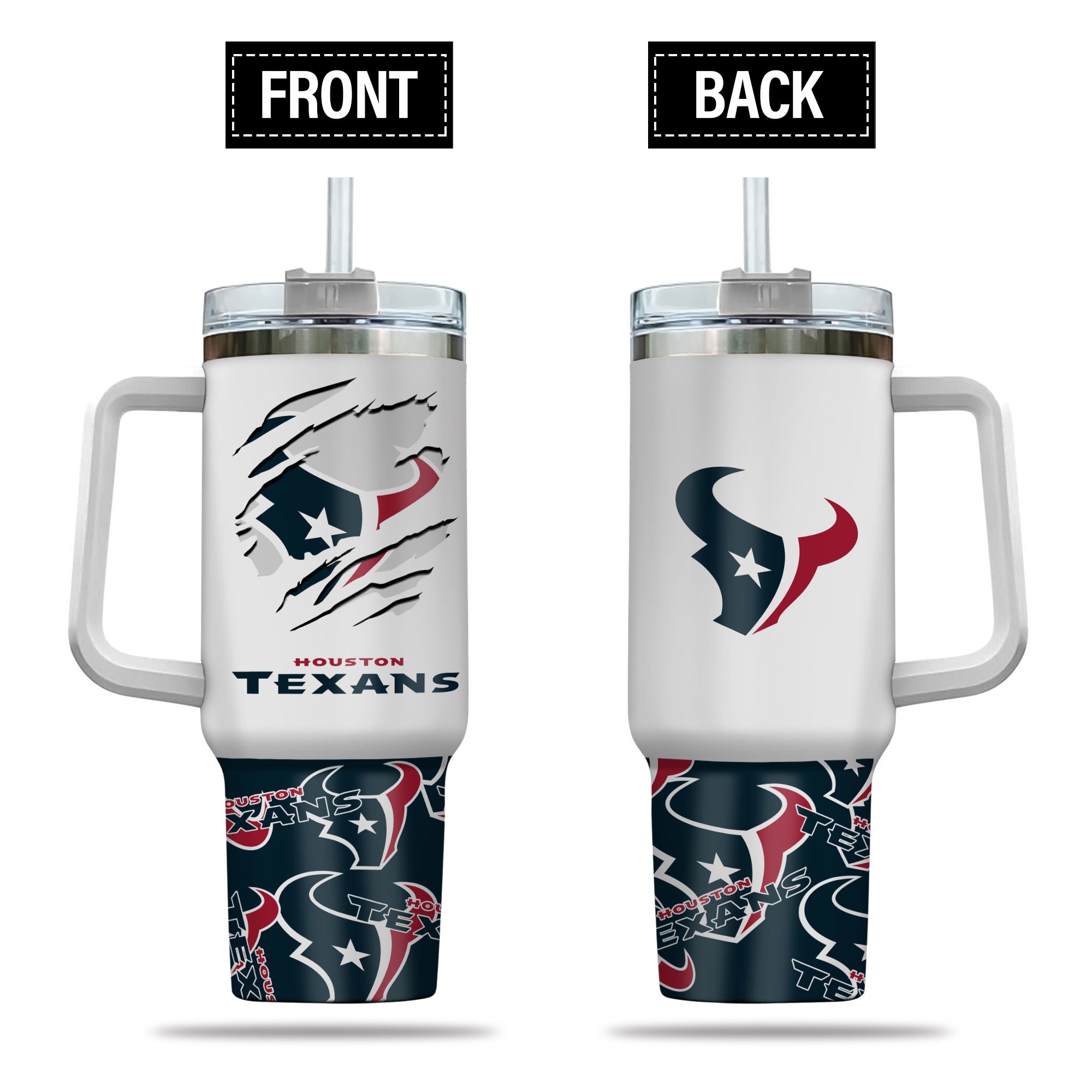 Houston Texans NFL Custom Stanley Quencher 40oz Stainless Steel Tumbler With Handle