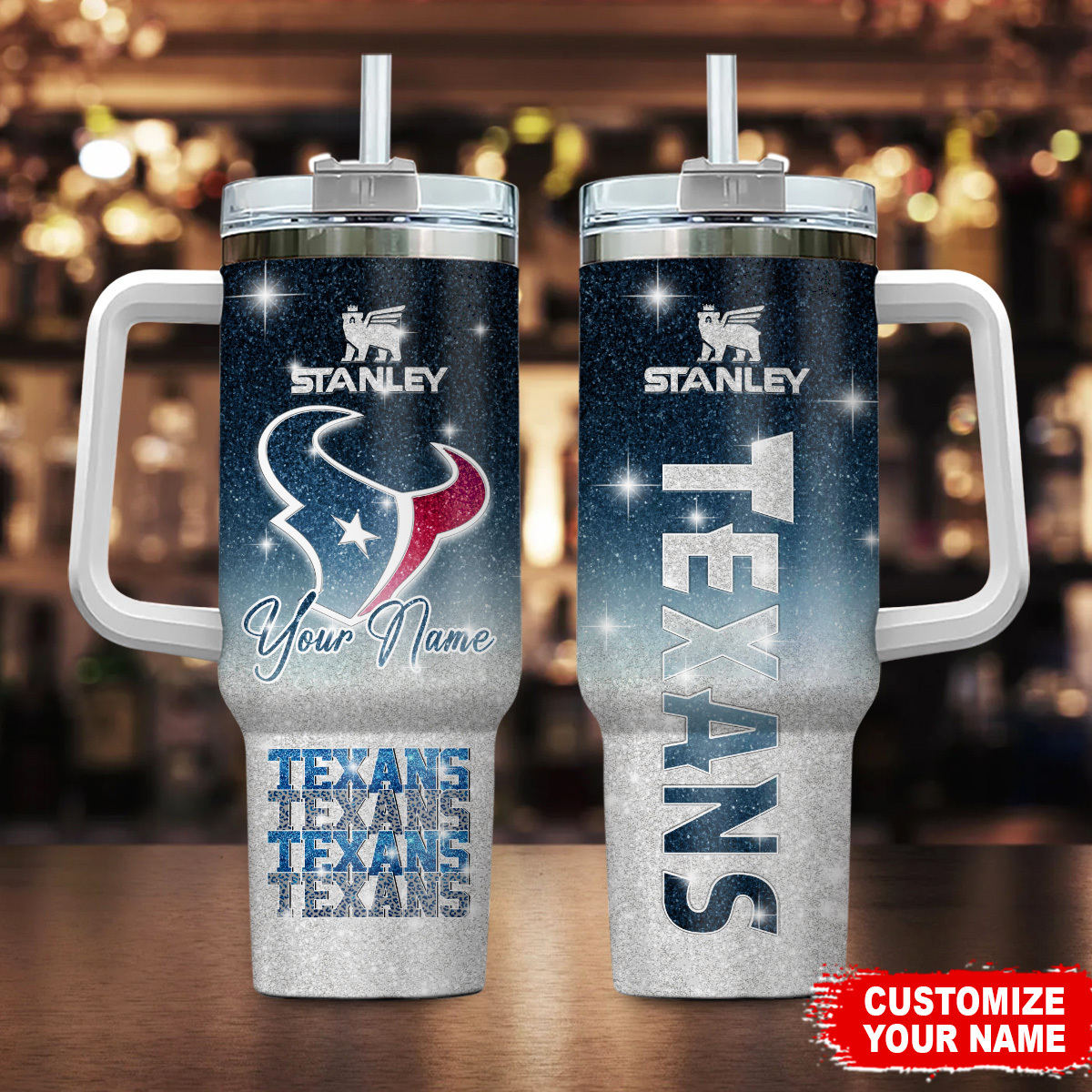 Houston Texans NFL Custom Stanley Quencher 40oz Stainless Steel Tumbler With Handle
