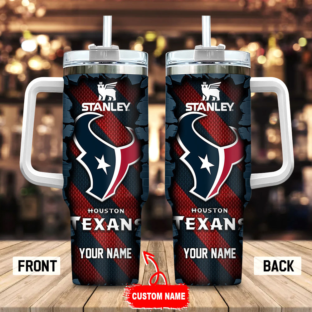 Houston Texans NFL Custom Stanley Quencher 40oz Stainless Steel Tumbler With Handle