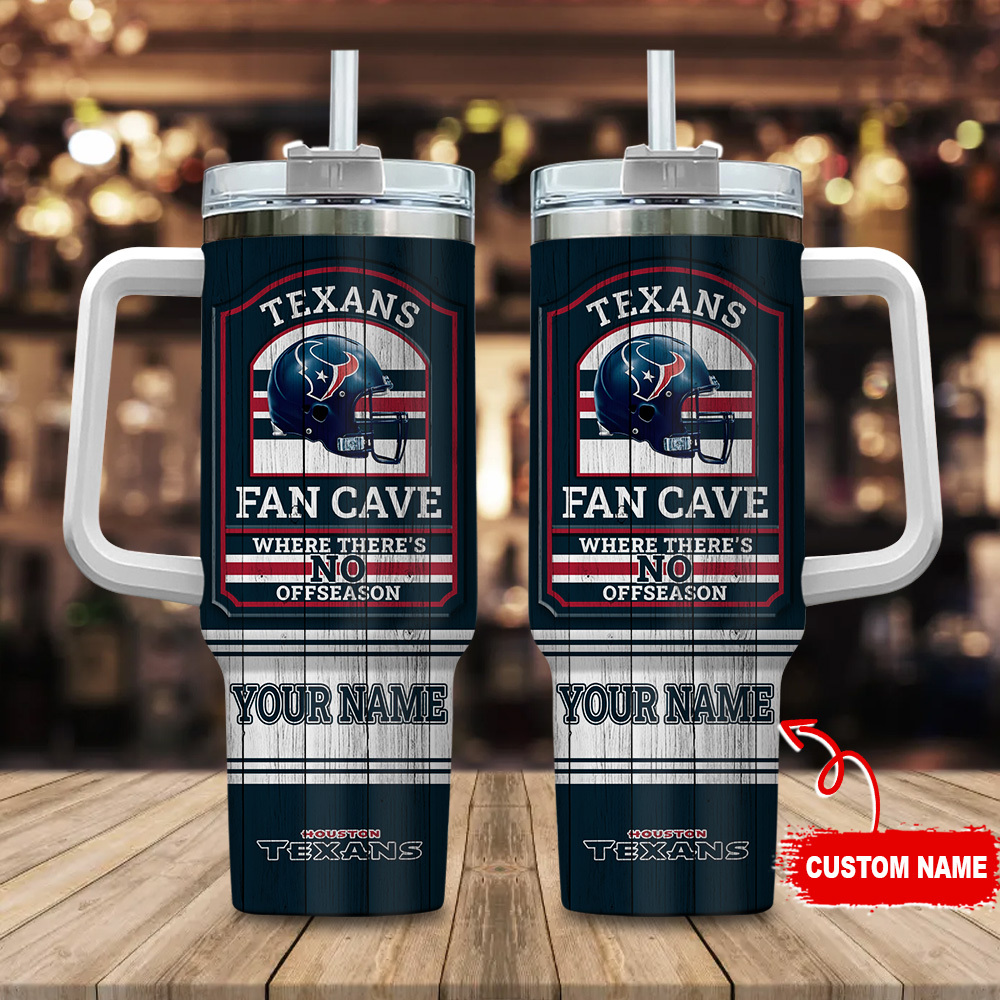 Houston Texans NFL Fan Cave Custom Stanley Quencher 40oz Stainless Steel Tumbler With Handle