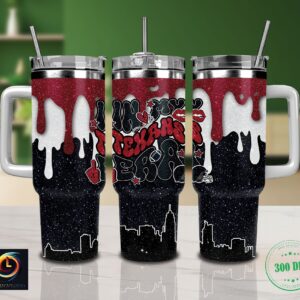 Houston Texans NFL Glitter Custom Stanley Quencher 40oz Stainless Steel Tumbler With Handle
