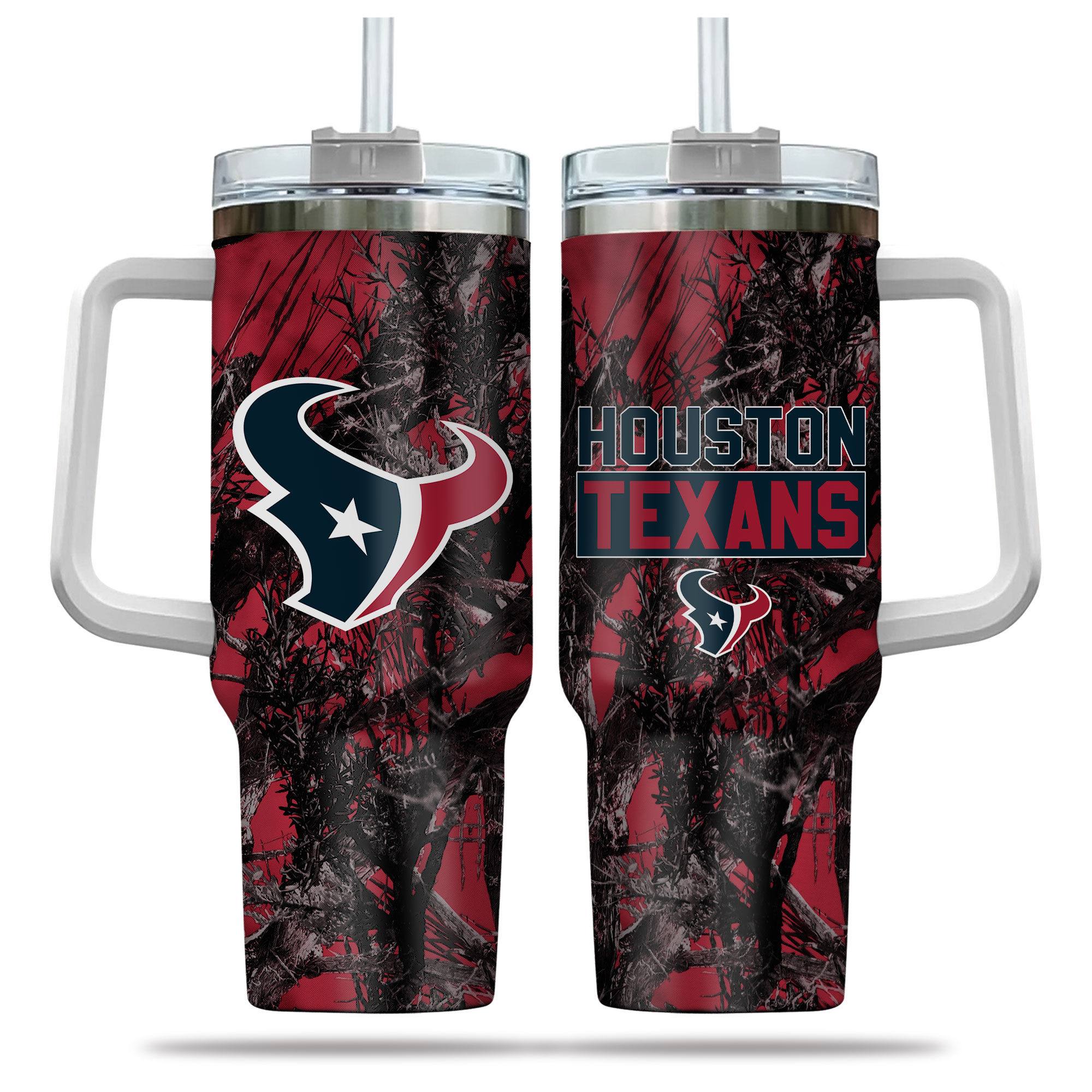 Houston Texans NFL Hunting Custom Stanley Quencher 40oz Stainless Steel Tumbler With Handle