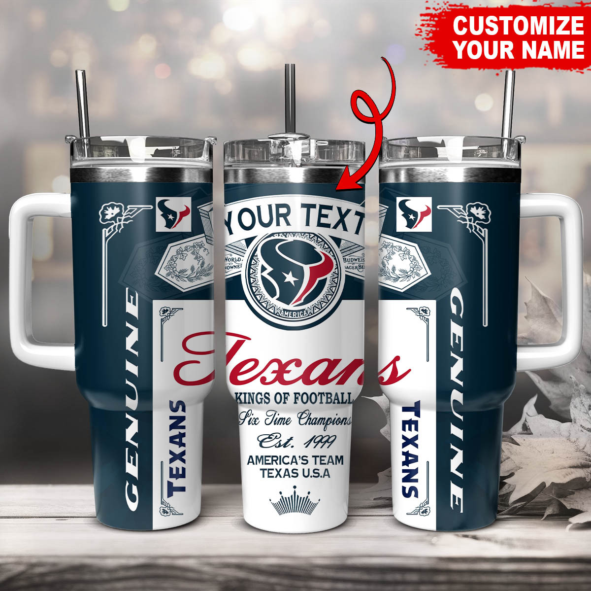 Houston Texans NFL Kings Of Football Custom Stanley Quencher 40oz Stainless Steel Tumbler With Handle