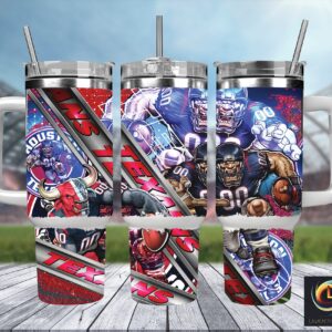 Houston Texans NFL Mascot Custom Stanley Quencher 40oz Stainless Steel Tumbler With Handle