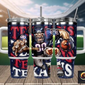 Houston Texans NFL Mascot Custom Stanley Quencher 40oz Stainless Steel Tumbler With Handle
