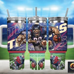 Houston Texans NFL Mascot Custom Stanley Quencher 40oz Stainless Steel Tumbler With Handle
