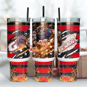 Houston Texans NFL Mascot Custom Stanley Quencher 40oz Stainless Steel Tumbler With Handle