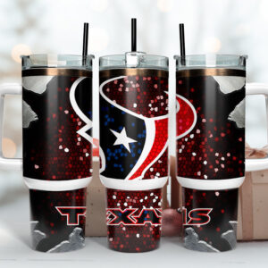 Houston Texans NFL Stained Glass Effect Custom Stanley Quencher 40oz Stainless Steel Tumbler With Handle