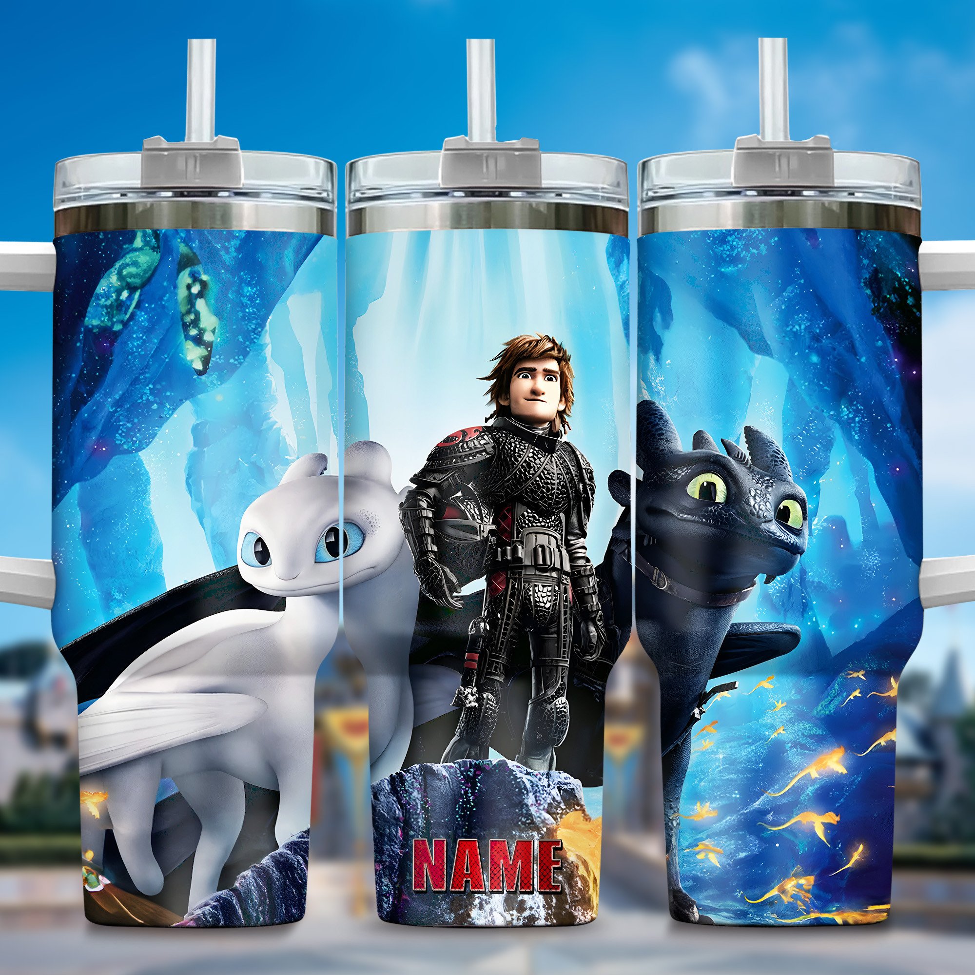 How to Train Your Dragon Movies Custom Stanley Quencher 40oz Stainless Steel Tumbler With Handle