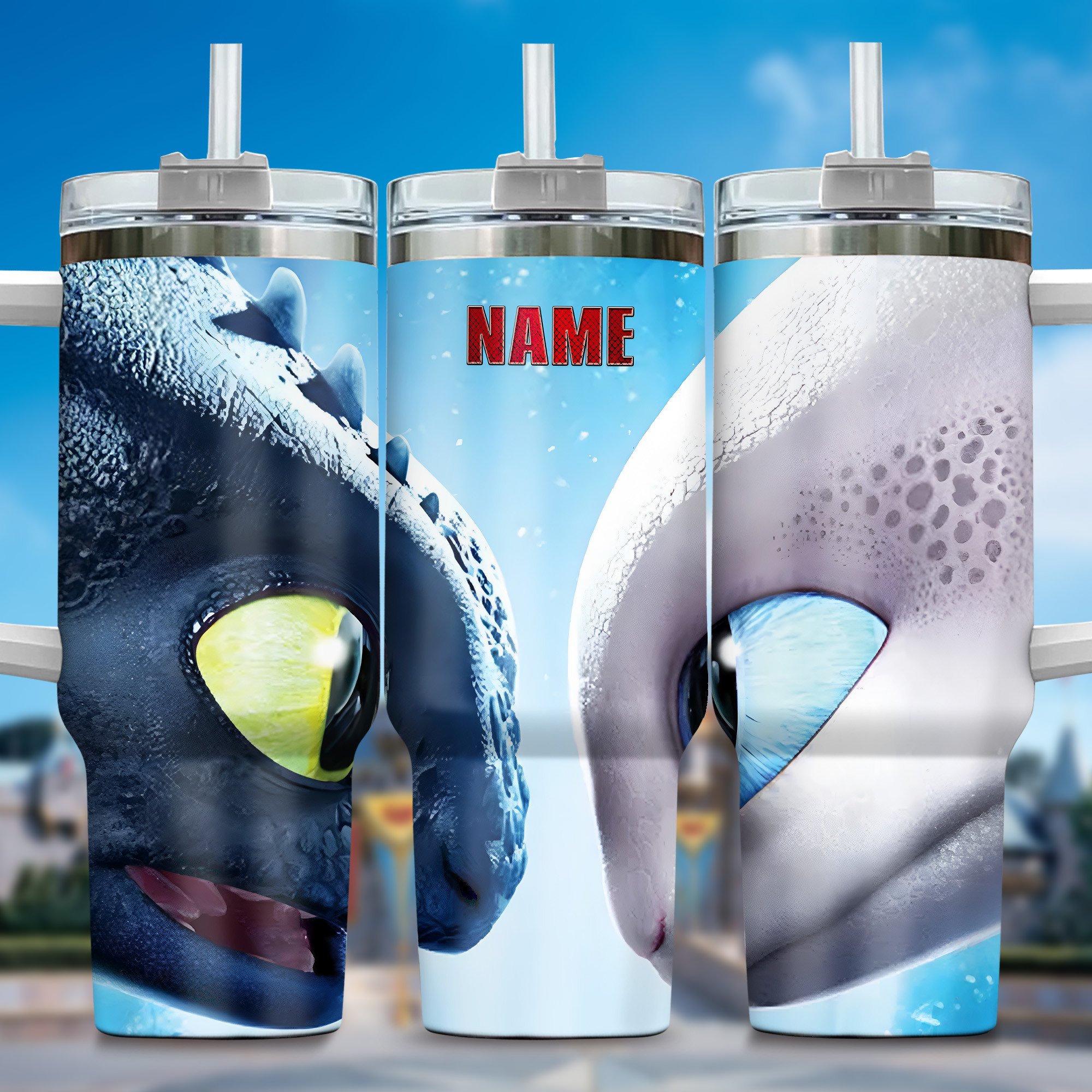 How to Train Your Dragon Movies Custom Stanley Quencher 40oz Stainless Steel Tumbler With Handle