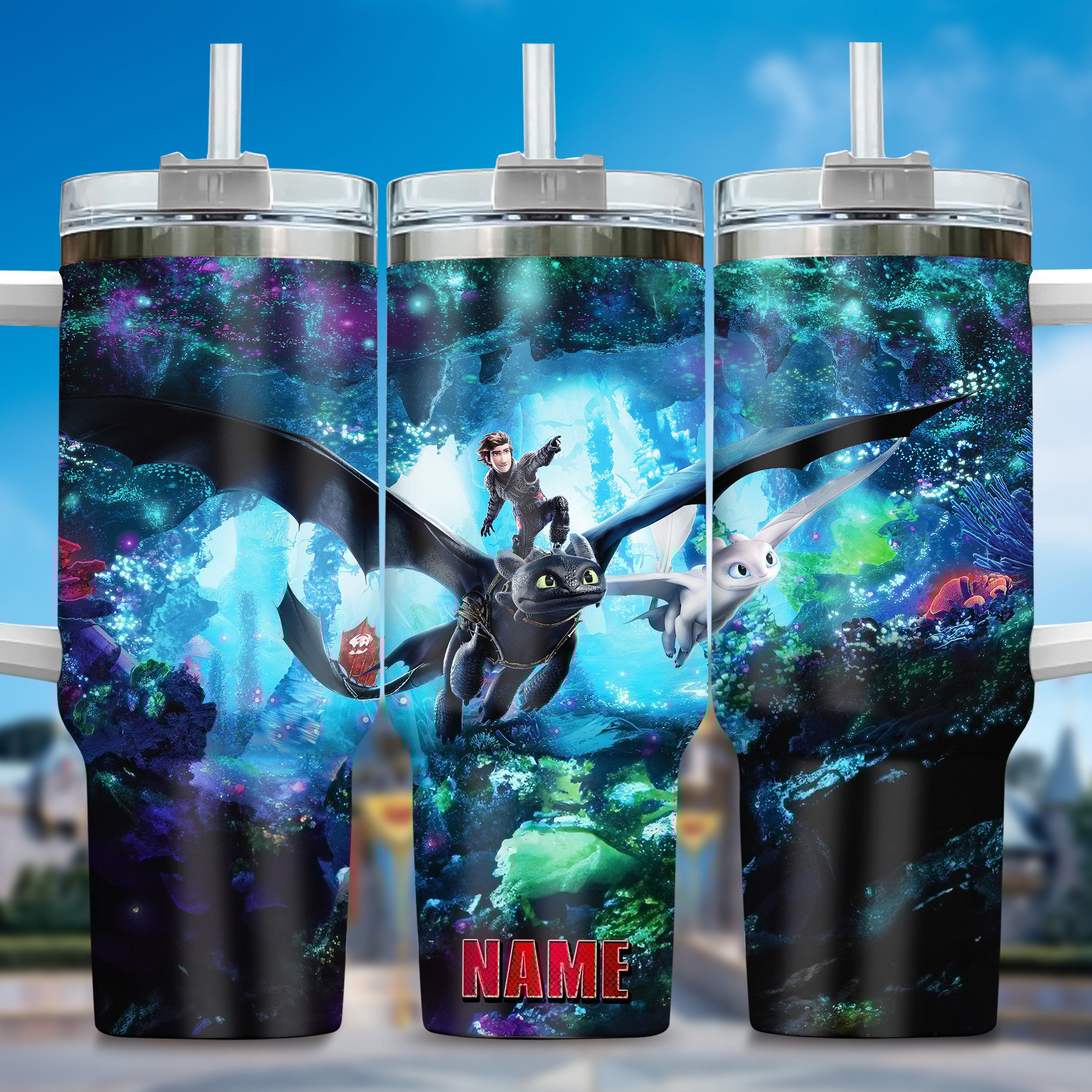 How to Train Your Dragon Movies Custom Stanley Quencher 40oz Stainless Steel Tumbler With Handle
