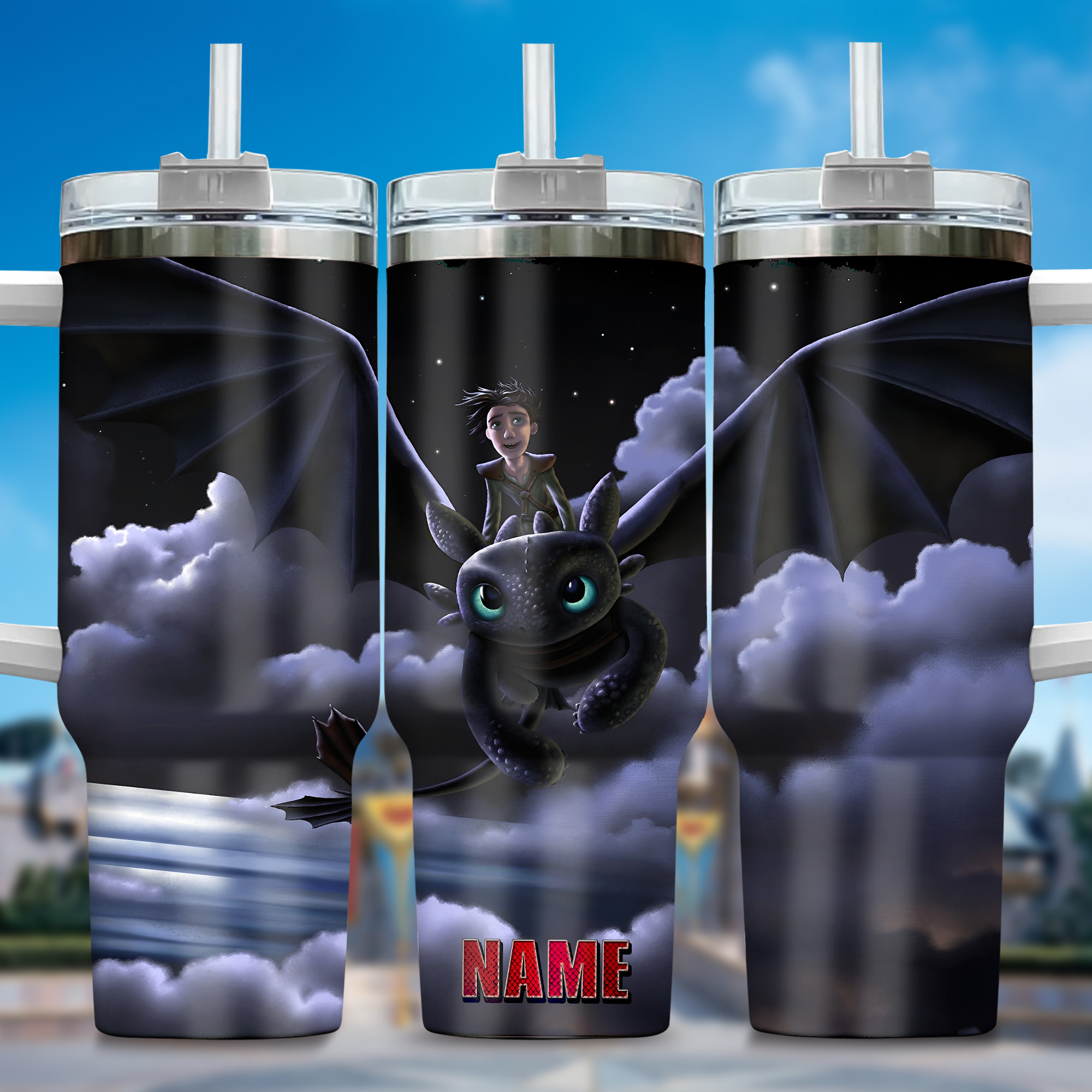 How to Train Your Dragon Movies Custom Stanley Quencher 40oz Stainless Steel Tumbler With Handle