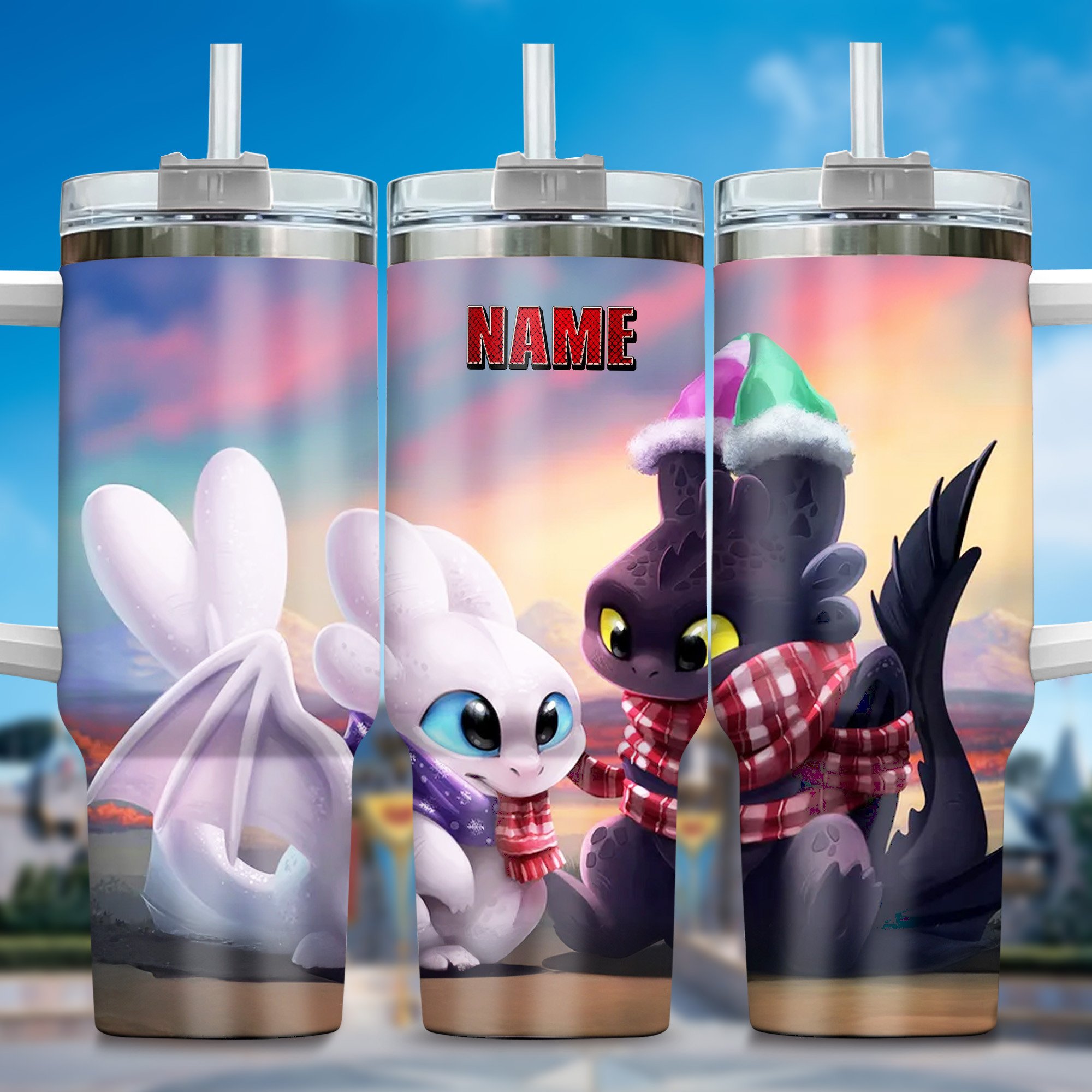 How to Train Your Dragon Movies Custom Stanley Quencher 40oz Stainless Steel Tumbler With Handle