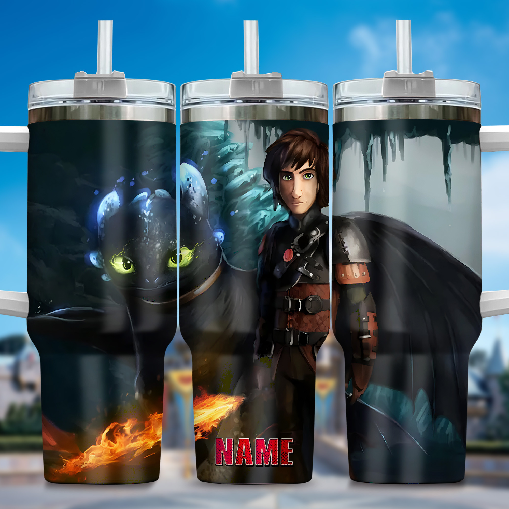 How to Train Your Dragon Movies Custom Stanley Quencher 40oz Stainless Steel Tumbler With Handle