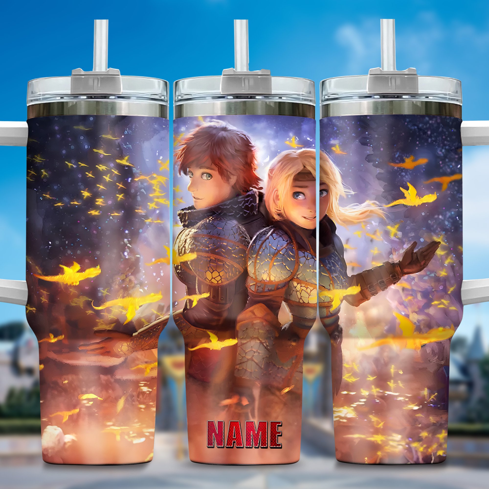 How to Train Your Dragon Movies Custom Stanley Quencher 40oz Stainless Steel Tumbler With Handle