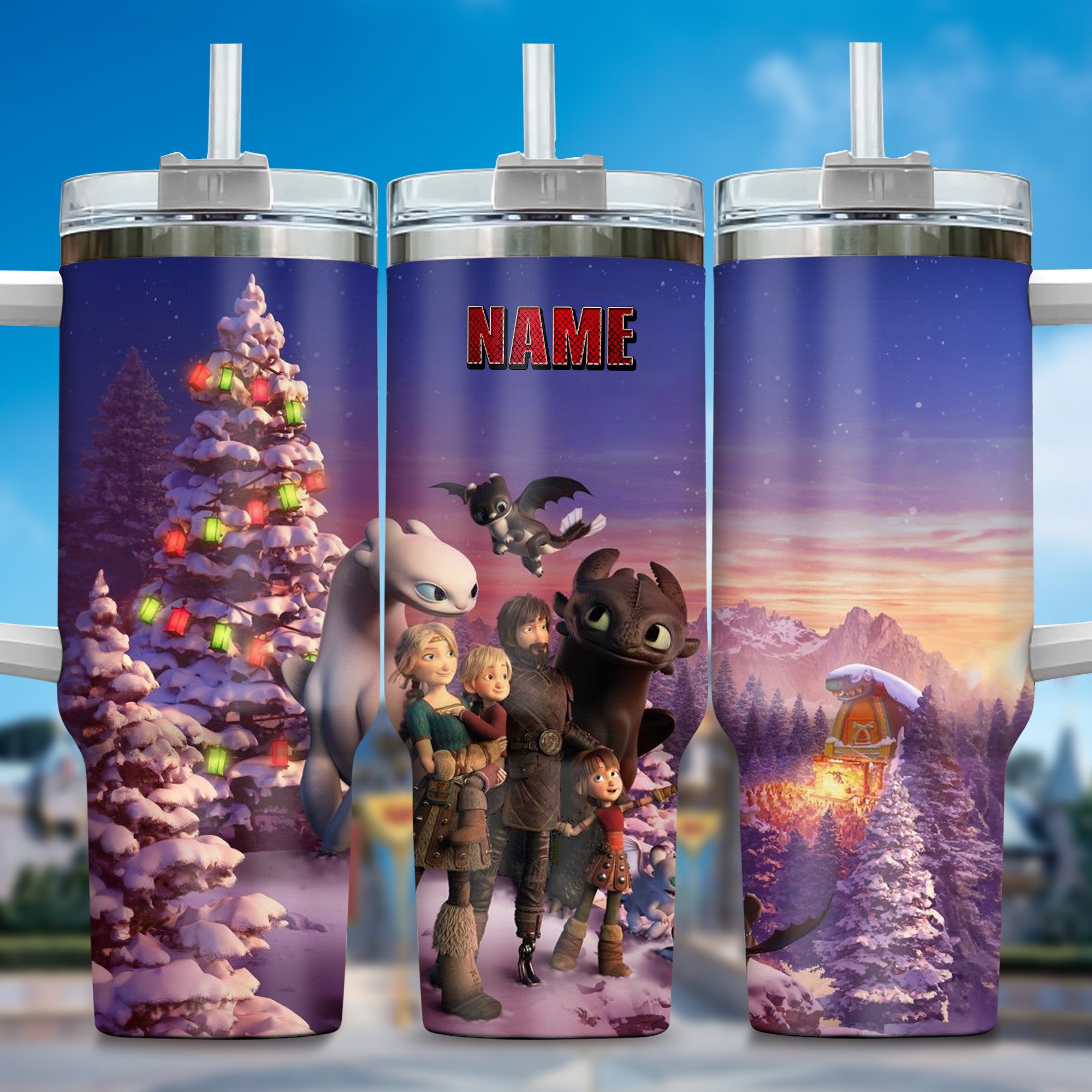 How to Train Your Dragon Movies Custom Stanley Quencher 40oz Stainless Steel Tumbler With Handle