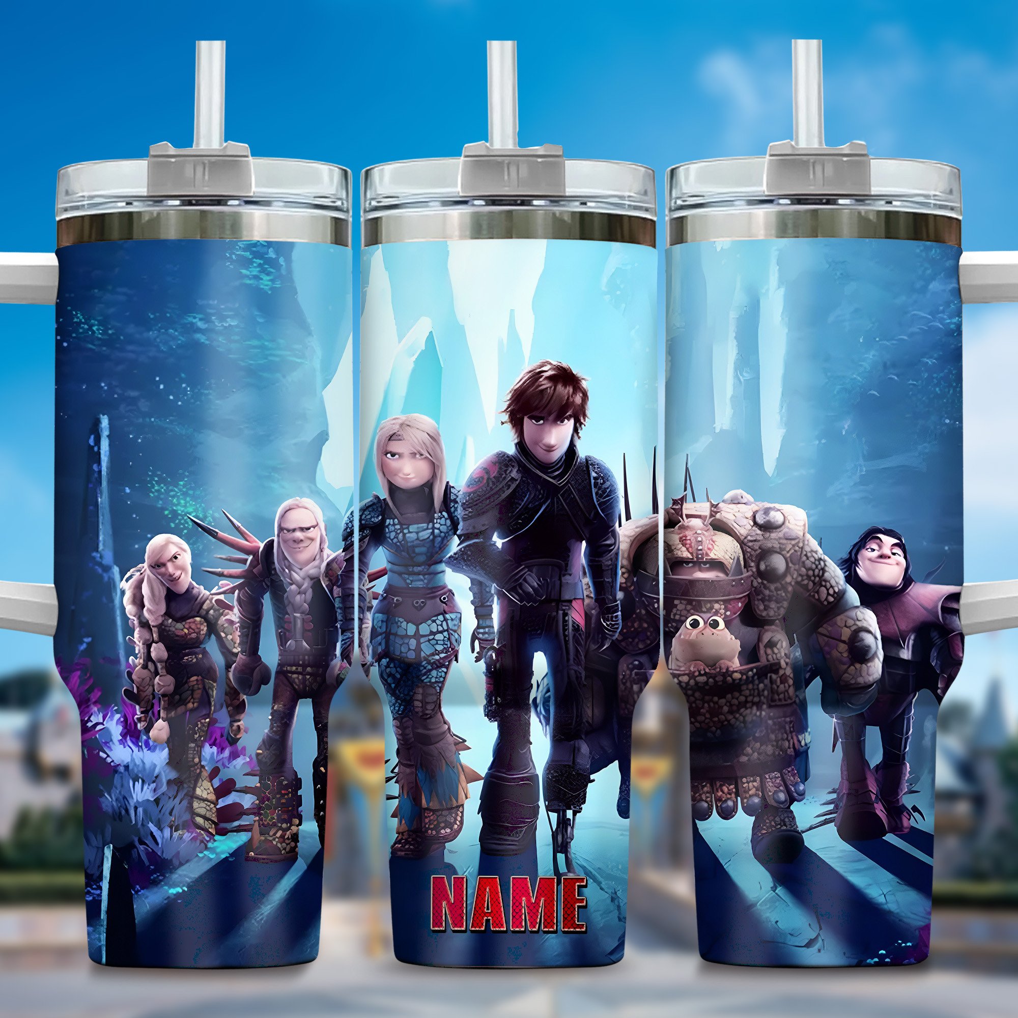 How to Train Your Dragon Movies Custom Stanley Quencher 40oz Stainless Steel Tumbler With Handle