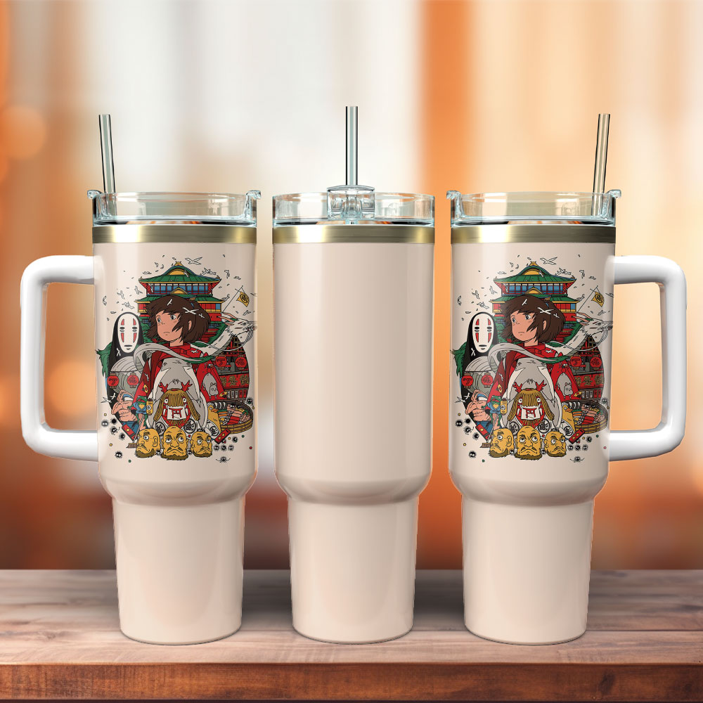 Howl's Moving Castle Anime Custom Stanley Quencher 40oz Stainless Steel Tumbler With Handle